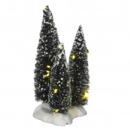 3 Cluster of Trees on Base with White LED Lights, 19cm  Adapter Ready